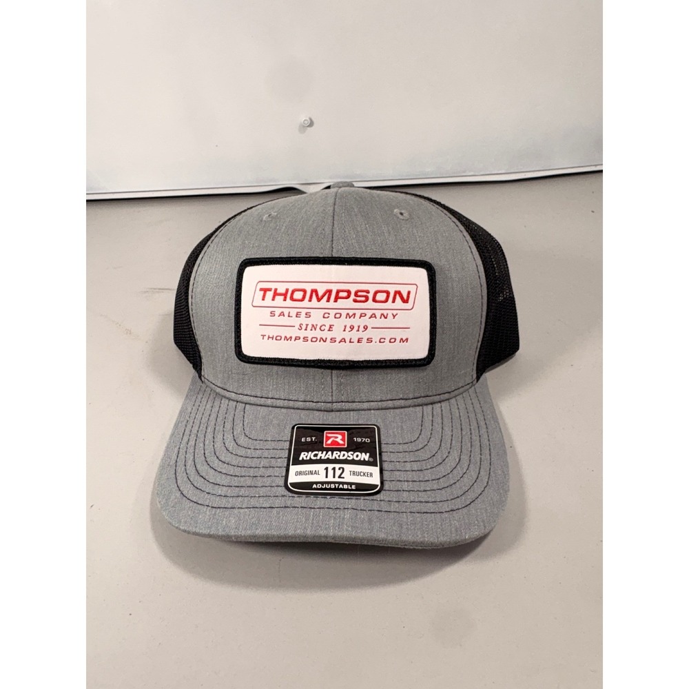 Richardson 112 Trucker Hat Thompson Sales Company Snapback Gray Black Cap